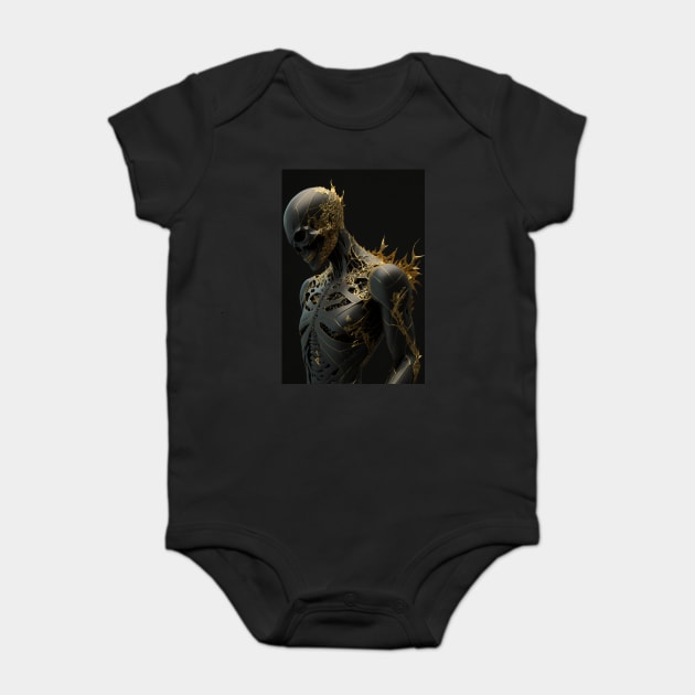The Attractive Darkness: An Elegant Demon Skull with Golden cracks Baby Bodysuit by Darksavage